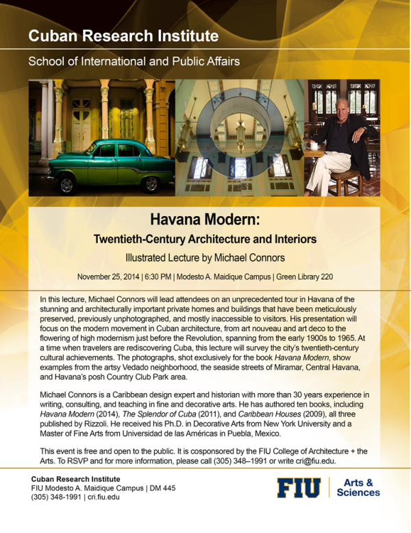 Presentation of Michael Connors’ Havana Modern